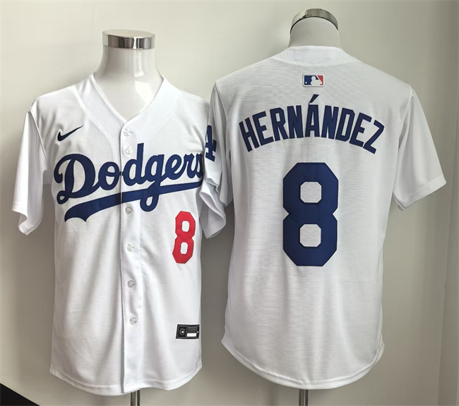 Men's White Los Angeles Dodgers #8 Enrique Hernandez Limited Stitched Baseball Jersey